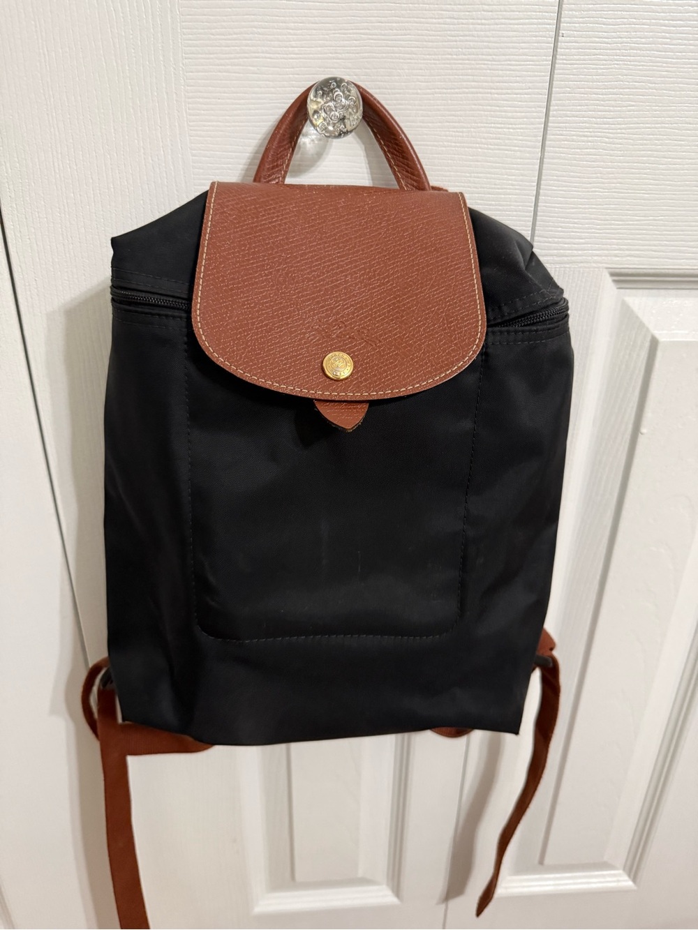 Longchamp Le Pliage black mini backpack